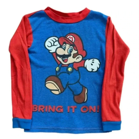 Vintage Other - 2011 Super Mario Waffle Knit Long Sleeve Tee Size Boys 8